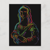Abstracte Neon Mona Lisa Lijnkunst Briefkaart (Voorkant)