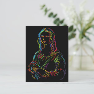 Abstracte Neon Mona Lisa Lijnkunst Briefkaart
