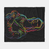 Abstracte Neon Mona Lisa Lijnkunst Fleece Deken (Voorkant (Horizontaal))