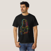 Abstracte Neon Mona Lisa Lijnkunst T-shirt (Voorkant volledig)