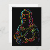 Abstracte Neon Mona Lisa Line Art Briefkaart (Voorkant / Achterkant)