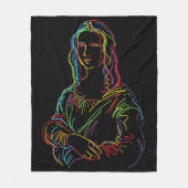 Abstracte Neon Mona Lisa Line Art Fleece Deken (Voorkant)