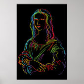 Abstracte Neon Mona Lisa Line Art Poster (Voorkant)