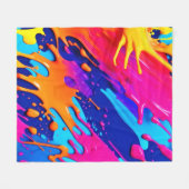 Abstracte Neon Paint Drip Design Fleece Deken (Voorkant (Horizontaal))