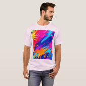 Abstracte Neon Paint Drip Design T-shirt (Voorkant volledig)
