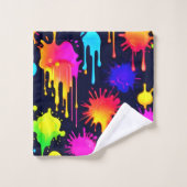 Abstracte Neon Paint Druppelillustratie Bad Handdoek (Wasdoekje)