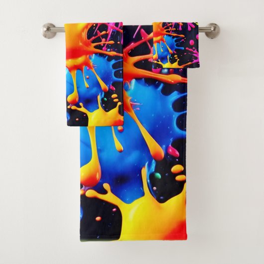 Abstracte Neon Paint Splash-illustraties Bad Handdoek (Insitu)