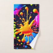 Abstracte Neon Paint Splash-illustraties Bad Handdoek (Handdoek)
