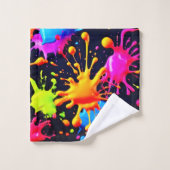 Abstracte Neon Paint Splash-illustraties Bad Handdoek (Wasdoekje)
