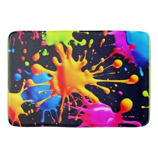 Abstracte Neon Paint Splash-illustraties Badmat (Voorkant)