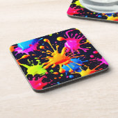 Abstracte Neon Paint Splash-illustraties Bier Onderzetter (Linkerzijde)