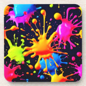 Abstracte Neon Paint Splash-illustraties Bier Onderzetter (Voorkant)