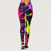 Abstracte Neon Paint Splash-illustraties Leggings (Achterkant)