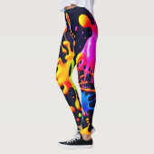 Abstracte Neon Paint Splash-illustraties Leggings (Links)