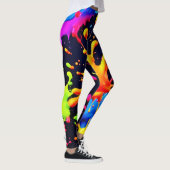 Abstracte Neon Paint Splash-illustraties Leggings (Rechts)
