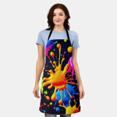 Abstracte Neon Paint Splash-illustraties Schort (Gedragen)