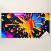 Abstracte Neon Paint Splash-illustraties Strandlaken (Voorkant)