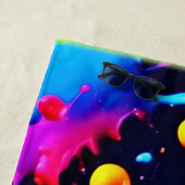 Abstracte Neon Paint Splash-illustraties Strandlaken (In situ)