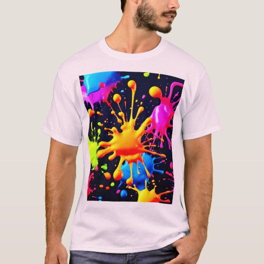 Abstracte Neon Paint Splash-illustraties T-shirt (Voorkant)