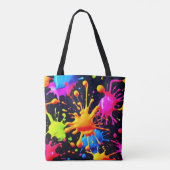 Abstracte Neon Paint Splash-illustraties Tote Bag (Achterkant)