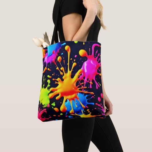 Abstracte Neon Paint Splash-illustraties Tote Bag (Dichtbij)