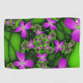 Abstracte Neon Pink Green Fractal Art Flowers Golfhanddoek (Horizontaal)