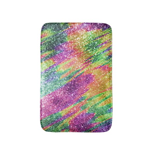 Abstracte Neon Rainbow Sparkly Glitter Badmat (Voorkant Verticaal)