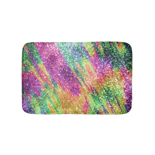 Abstracte Neon Rainbow Sparkly Glitter Badmat (Voorkant)