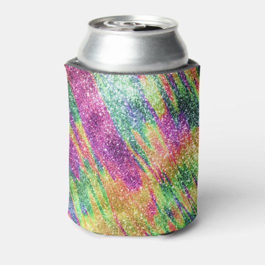 Abstracte Neon Rainbow Sparkly Glitter Blikjeskoeler (Blikje Achterkant)