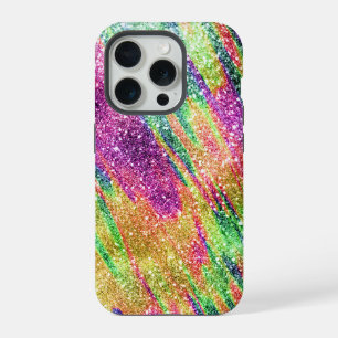 Abstracte Neon Regenboog Glitter iPhone 15 Pro Case