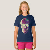 Abstracte Neon Schedel: Levendig Chaos T-shirt (Voorkant volledig)
