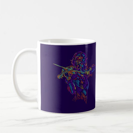 Abstracte Neon Tekening van Vioolspeler Koffiemok (Links)