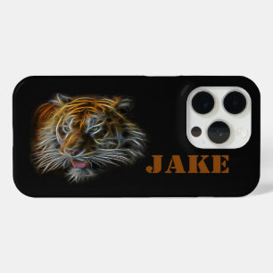 Abstracte Neon Tijger Kop iPhone 15 Pro Case