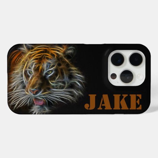 Abstracte Neon Tijger Kop iPhone 15 Pro Case-Mate iPhone Case (Achterkant (horizontaal))