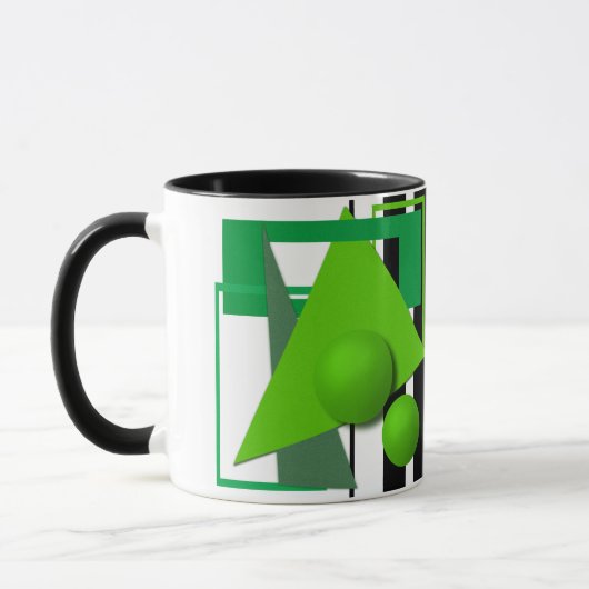 Abstracte neongroene geometrische vormgeving cirke mok (Links)