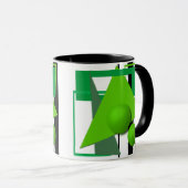 Abstracte neongroene geometrische vormgeving cirke mok (Voorkant rechts)