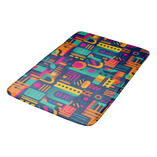 Abstracte neonkleuren en geometrische bohemen vorm badmat (Gekanteld)