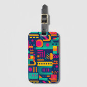 Abstracte neonkleuren en geometrische bohemen vorm bagagelabel (Voorkant (verticaal))