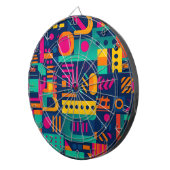 Abstracte neonkleuren en geometrische bohemen vorm dartbord (Voorkant Rechts)