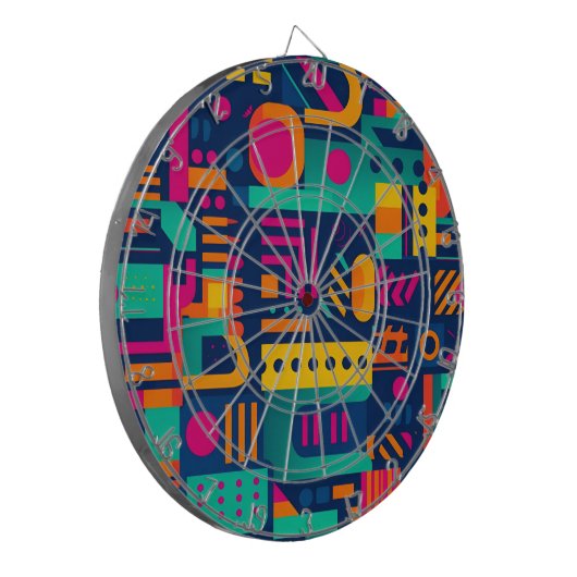 Abstracte neonkleuren en geometrische bohemen vorm dartbord (Voorkant Links)