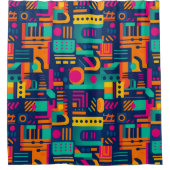 Abstracte neonkleuren en geometrische bohemen vorm douchegordijn (Voorkant)