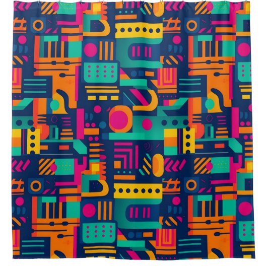 Abstracte neonkleuren en geometrische bohemen vorm douchegordijn (Voorkant)