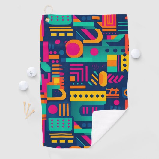 Abstracte neonkleuren en geometrische bohemen vorm golfhanddoek (Insitu)