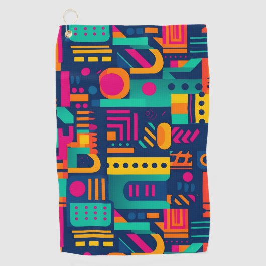 Abstracte neonkleuren en geometrische bohemen vorm golfhanddoek (Voorkant)