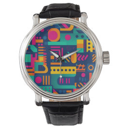 Abstracte neonkleuren en geometrische bohemen vorm horloge