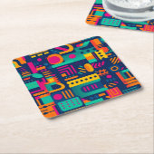 Abstracte neonkleuren en geometrische bohemen vorm kartonnen onderzetters (Schuin)