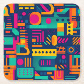 Abstracte neonkleuren en geometrische bohemen vorm kartonnen onderzetters (Voorkant)