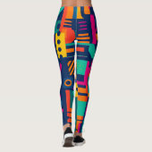 Abstracte neonkleuren en geometrische bohemen vorm leggings (Achterkant)