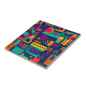 Abstracte neonkleuren en geometrische bohemen vorm tegeltje (Zijkant)