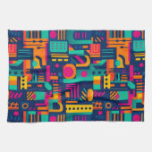 Abstracte neonkleuren en geometrische bohemen vorm theedoek (Horizontaal)